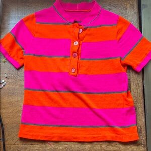 Kids Striped Polo Shirt - Orange and Pink